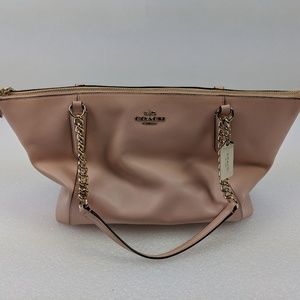 SOLD! COACH Light Pink Leather Gold Chain Purse